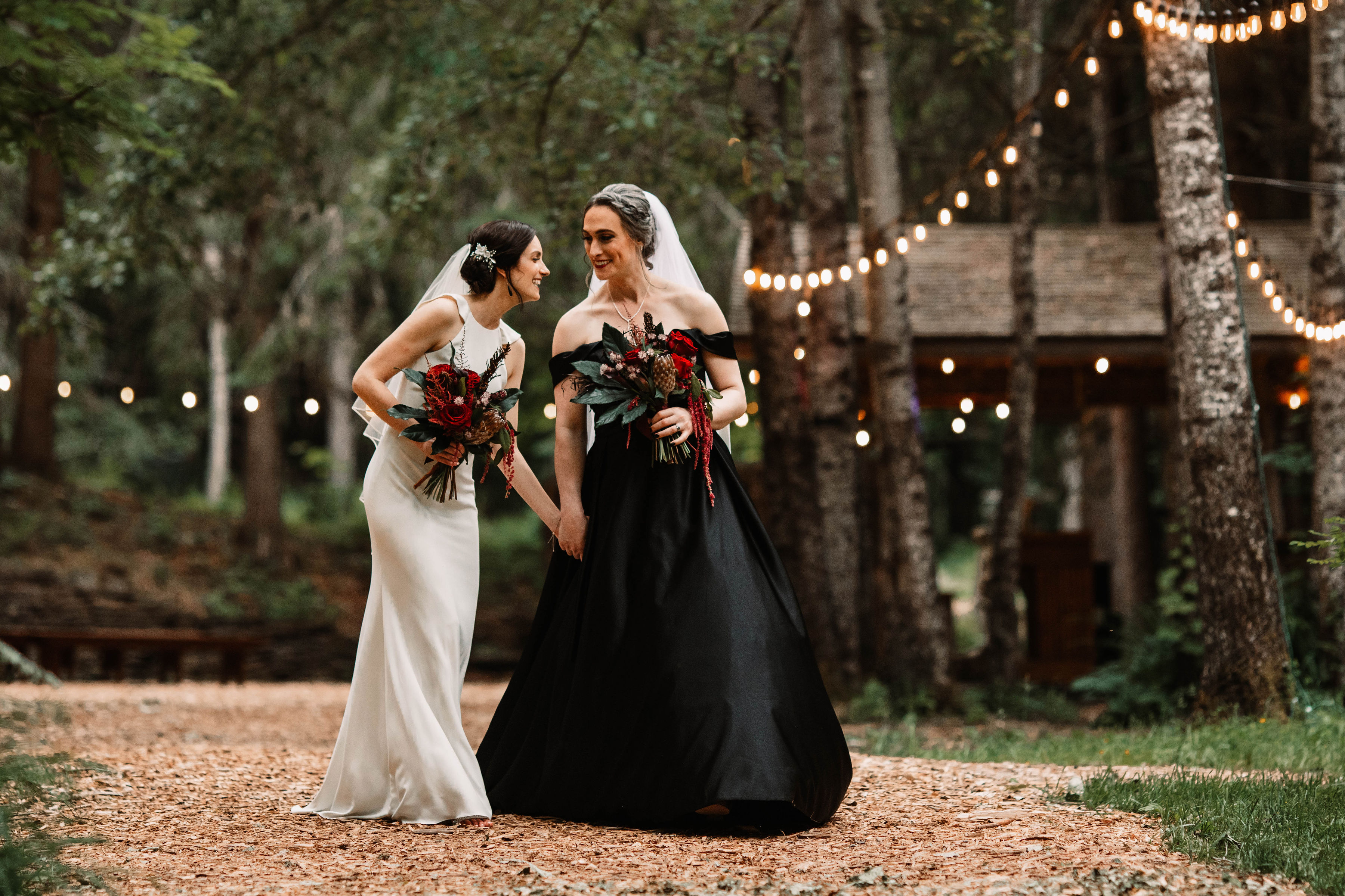 Adeline (R) and her wife on their wedding day.