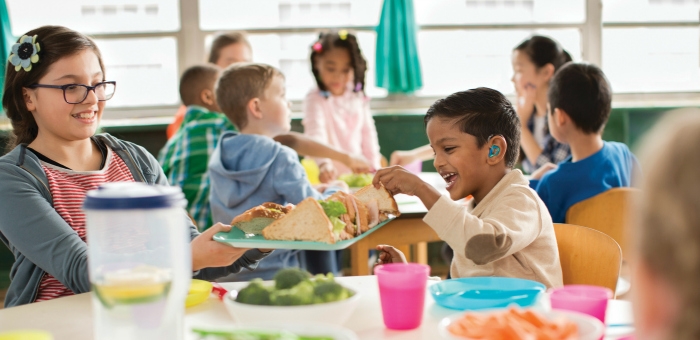 Kids eating in the cafeteria